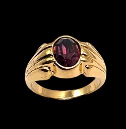 Vintage Designer Stamped Amethyst Color Ring, Size 4.75