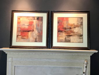 Pair Of Framed Abstract Art Pieces
