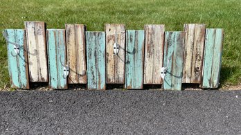 A Cream & Green Coat Wall Hanging Made Of Old Recycled Floor