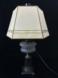 White Shaded Converted Oil Table Lamp