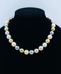 Vintage 2009 Signed Kenneth J. Lane Pastel Jeweltone Faux Pearls