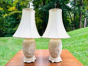 Vintage Milk Glass Lamps With Custom Shades