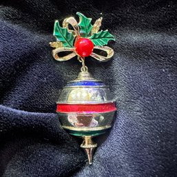 Vintage Enamel Ornament Drop Brooch