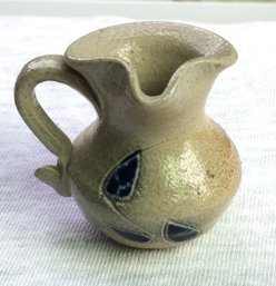 Rare Miniature Mini Stoneware Salt Glazed Leaf Pottery Pitcher / Creamer