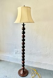 Metal Stacked Sphere Floor Lamp With Silk Shade