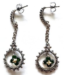 Barbara Bixby Sterling Silver & 18K Gold Tourmaline Dangling Earrings