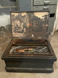 Antique Tools Chest With Content.