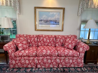 A Custom Red & White Couch, Pairs With Many Different Styles!