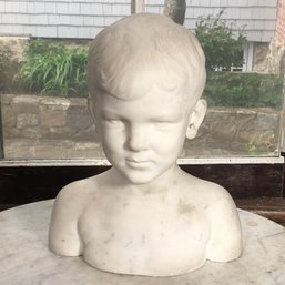 Wonderful Vintage Carved Marble Bust Of Boy By BASHKA PAEFF (1893-1979) Very Well Done - Very Charming Piece