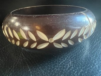 Wooden Bangle Bracelet With Etched Pattern