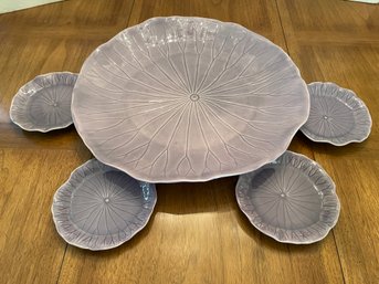 Metlox Lotus, Large Fruit Plate And Four Personal Small Plates. Set .