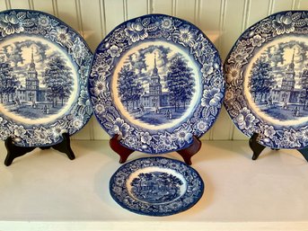 Staffordshire Ironstone Liberty Blue Plates (4 Pc)