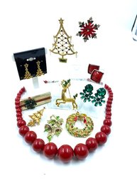 Collection Of Holiday/christmas Jewelry & Brooches