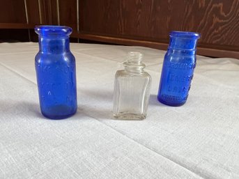 Trio Of Tiny Vintage Apothecary Bottles