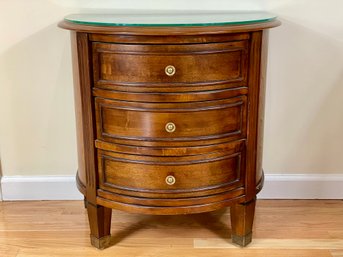 Demi Lune Cherry Side Table With Three Drawers