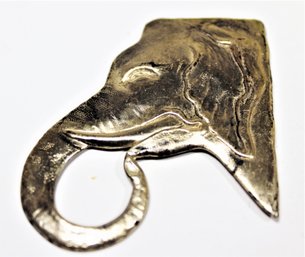 Vintage Silver Tone Large Elephant Head Dress Clip