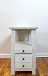 White Washed Shabby Chic Side Storage Tiered Table With Drawers