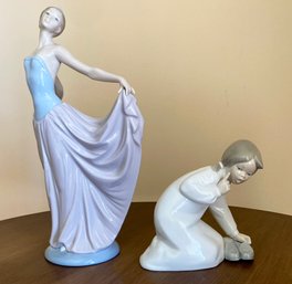 A Pairing Of Lladro Figurines: 5050 Dancer, 4523 Little Girl With Slippers