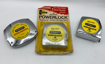 3 Stanley Tape Measures ~ 1 New Powerlock 25 Feet ~  (T)