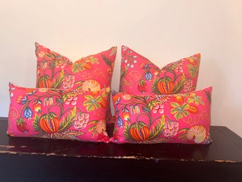 Multi On Magenta Quadrille Down Pillows