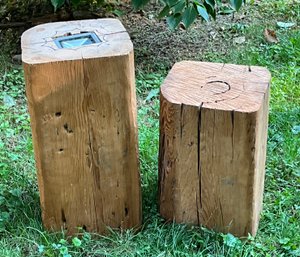 Fabulous Natural Rustic Wood Stump Pillars Set/2 (Use As A Plant Stand, Vase/Vessel Stand, Side Table, Etc)