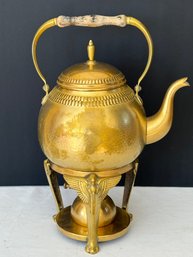 Sweet Brass Antique Tea Pot With Pheonix Figures