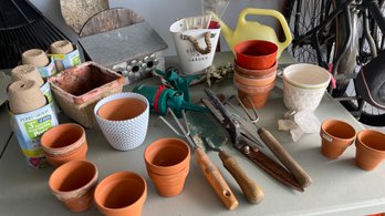 A Lot Of Gardening & Yard Items Mini Tera Cotta Pots  & More