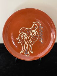 Vintage Ceramic Red-ware Hen Platter