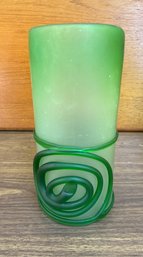 Vintage Hand Made Frosted Sherekat Glass Vase