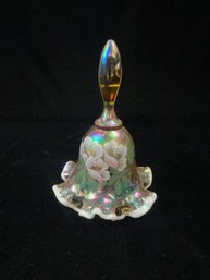 Fenton Opalescent Iridescent Floral Hand Painted Glass Bell