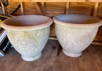 Campania International Arabesque Cast Stone Planter Pair  #2