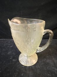 Jeanette Glass Iris And Herringbone Clear Water Iced Tea Pitcher