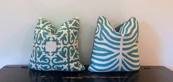 Teal And Ivory Pillows By Art & Soul - Never Used.