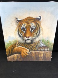 Signed Canvas Art Of A Tiger