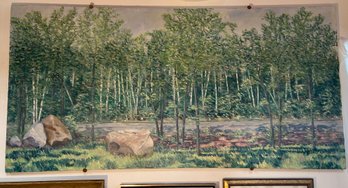 Original Painting On Canvas Whiley Rd Groton, MA Signed M. Victor  60x29.5