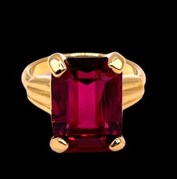 Vintage Large Ruby Red Ring, Size 5.75