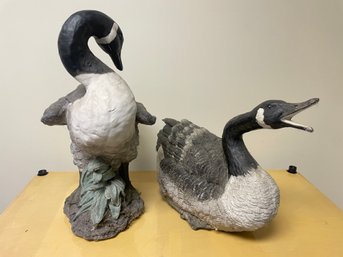Pair Of Canadian Geese Sculptures