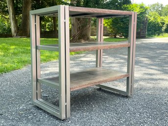 A Modern Mahogany And Metal Petit Console - Shoes, Hats, Etc - Great For Hallway