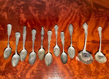 Eleven Sterling Silver Souvenir Spoons & Ladles