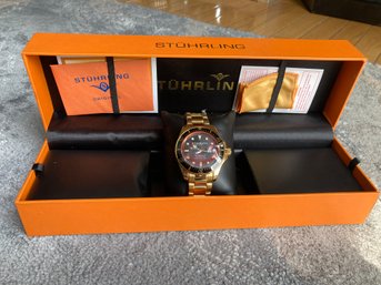 Very Fine STUHRLING DEPTHMASTER Professional Diving Watch- New In Box With Paperwork- Originally $425