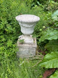 CEMENT URN AND STAND