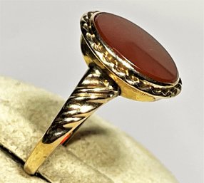 10K Gold Ladies Ring Carnelian Stone Size 5