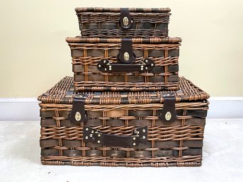 A Nesting Picnic Basket Set - For The Well Appointed Picnicker