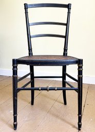 An Antique Cane Ladder Back Side Chair, Chinese Chippendale Style