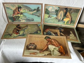 Grouping Of 1935 AMERICAN LITHOGRAPHIC COMPANY Advertising Chromolithographic Posters- Native Americans