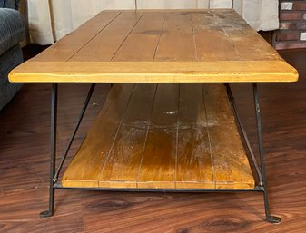 Heavy Iron And Wood Coffee Table