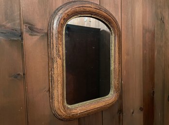 Small Antique Arch Form Oak Framed Mirror