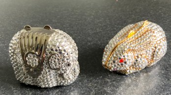 Rabbit And Elephant Pill Boxes In The Style Of Judith Leiber