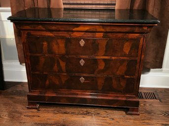 Spectacular $3,950 MAITLAND SMITH French Empire Style Chest With Green Marble Top - Bronze Key Escutcheons