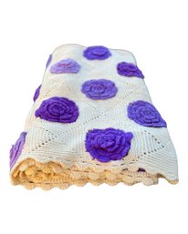 Perfect Condition Handmade Purple Flower Throw Blanket